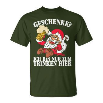 Men's Ich Bin Nur Zum Trinken Hier Christmas Black T-Shirt - Seseable