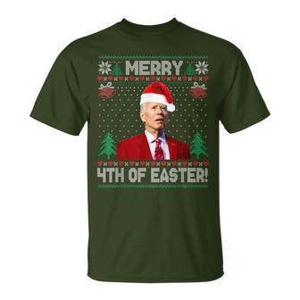 Merry 4Th Of Easter Joe Biden Christmas Ugly Sweater T-Shirt | Mazezy DE