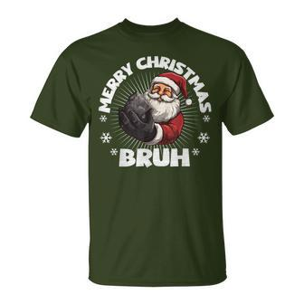 Merry Christmas Bruh Naughty List Coal X-Mas Boys T-Shirt - Monsterry