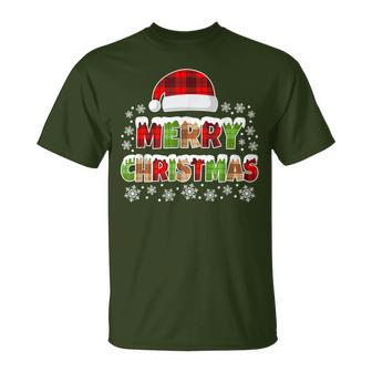 Merry Christmas Buffalo Plaid Xmas T-Shirt - Seseable