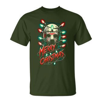 Merry Christmas Festive Slasher Candy Cane Menace T-Shirt | Mazezy UK