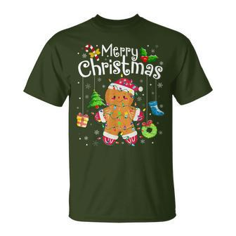Merry Christmas Gingerbread Man Xmas Cookie T-Shirt | Mazezy