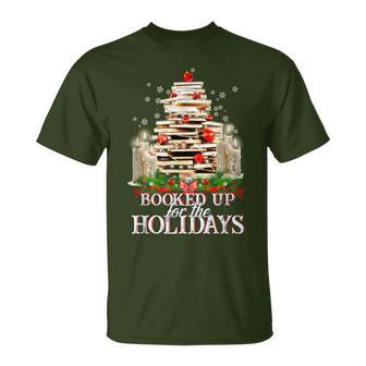 Merry Christmas Librarian Booked Up For The Holidays T-Shirt - Thegiftio UK