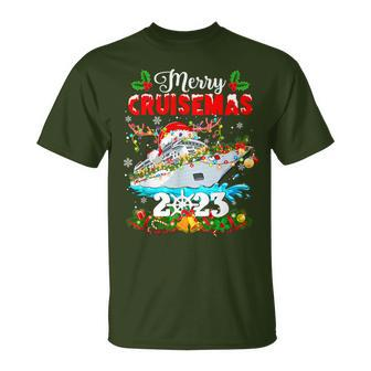 Merry Cruisemas 2023 Christmas Santa Hat Reindeer Xmas Light T-Shirt - Seseable