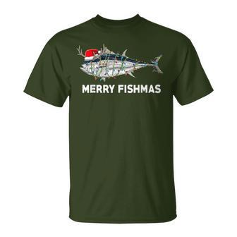 Merry Fishmas Christmas Fisherman Fisher Couples Xmas T-Shirt - Monsterry