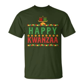 Merry Happy Kwanzaa Christmas African American Holiday T-Shirt | Mazezy AU