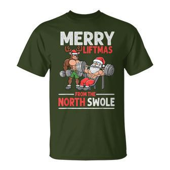 Merry Liftmas From North Swoie Muscle Santa Weightlifting T-Shirt - Monsterry DE
