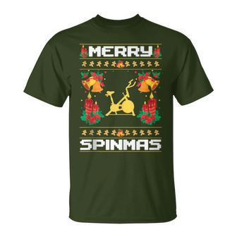 Merry Spinmas Spin-Bike Ugly Christmas Xmas Party T-Shirt - Monsterry DE