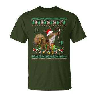 Merry Xmas Squirrel Christmas Xmas Christmas Lights Ugly T-Shirt - Seseable