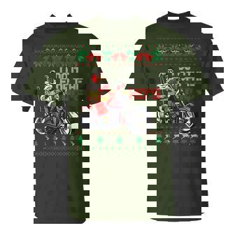 Motorcycle Santa I Do It For The Hos Ugly Christmas Sweater T-Shirt - Monsterry