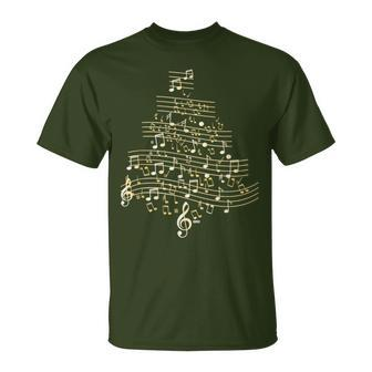 Music Note Christmas Tree Christmas Tree Musical Notes T-Shirt | Mazezy