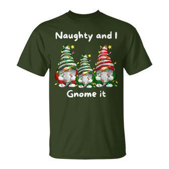 Naughty And I Gnome It Christmas Family Matching Pjs Gnome T-Shirt - Seseable
