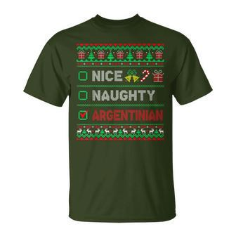 Nice Naughty Argentinian Christmas Checklist Argentina T-Shirt | Mazezy