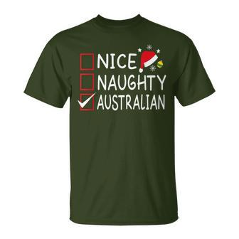 Nice Naughty Australian Christmas List Xmas Santa T-Shirt - Monsterry AU