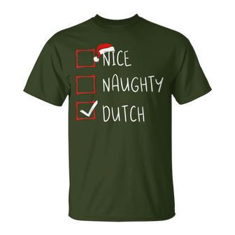 Nice Naughty Dutch Christmas Netherlands Heritage Roots T-Shirt - Monsterry