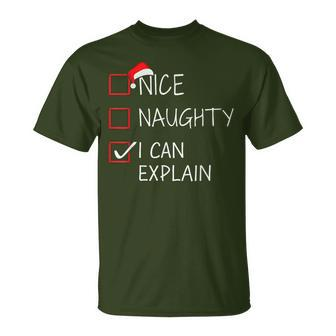 Nice Naughty I Can Explain Christmas List For Santa Claus T-Shirt | Mazezy