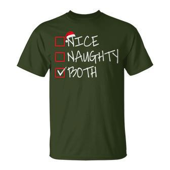 Nice Naughty Both Santa's List Christmas Family Joke T-Shirt - Seseable