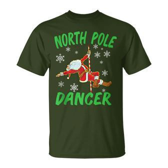North Pole Dance Santa Claus Pole Dancer Christmas T-Shirt - Monsterry UK