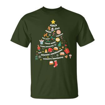 Occupational Therapy Christmas Mental Health Christmas Tree T-Shirt | Mazezy