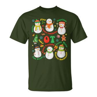 Occupational Therapy Ot Ota Merry Christmas Cute Snowman T-Shirt - Seseable