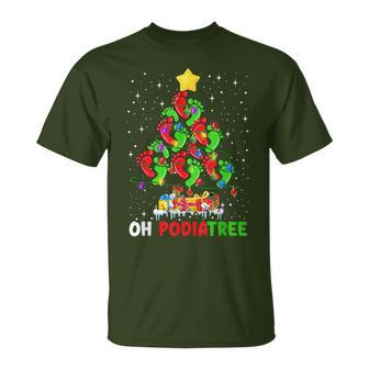 Oh Podiatree Foot Christmas Tree Xmas Lights Podiatry T-Shirt - Monsterry DE