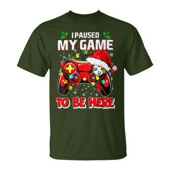 I Paused My Game To Be Here Ugly Sweater Christmas Men T-Shirt | Mazezy