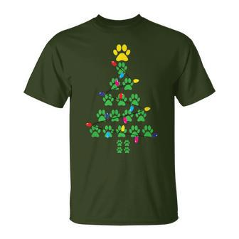 Paws Print Christmas Tree Dog Cat T-Shirt - Monsterry DE