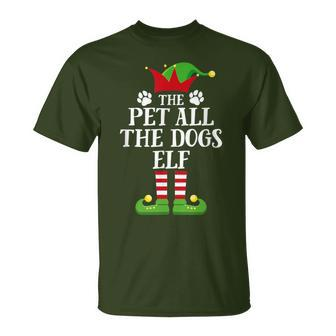 Pet All The Dogs Elf Family Matching Christmas Elf Pajama T-Shirt - Thegiftio UK