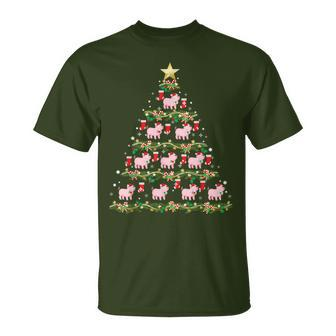 Pigs Christmas Tree Pigs Xmas Ornaments T-Shirt - Monsterry