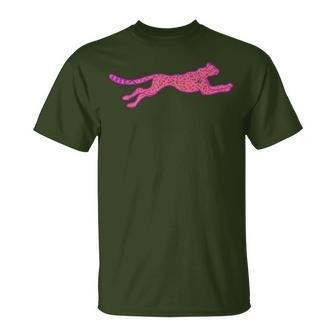 Pink Violet Running Panther Cool Animal Christmas T-Shirt - Monsterry