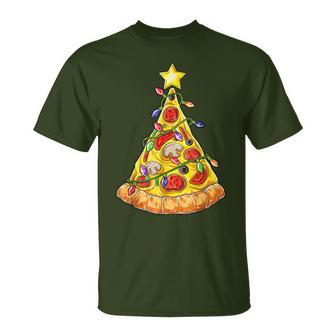 Pizza Christmas Tree Lights Xmas Boys Crustmas Pepperoni T-Shirt - Monsterry UK