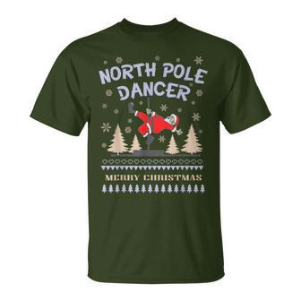 Pole Dance Santa Claus North Pole Dancer T-Shirt - Monsterry