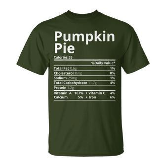 Pumpkin Pie Nutrition Facts Thanksgiving Christmas T-Shirt - Monsterry