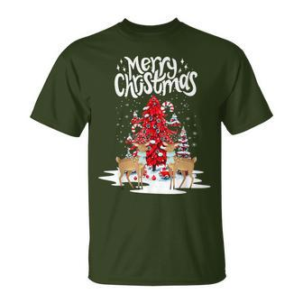 Reindeer Vintage Christmas Deer Tree Xmas Matching Couples T-Shirt | Mazezy
