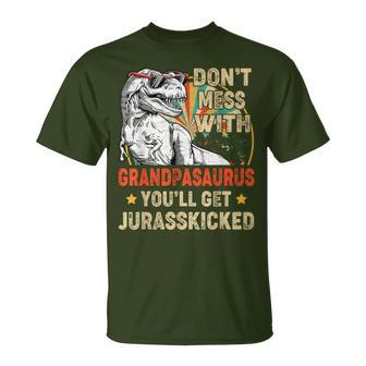 Retro Grandpa Rex Saurus Father's Day Christmas Dinosaurs T-Shirt - Monsterry