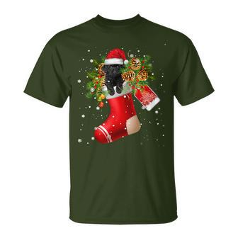 Santa Black Toy Poodle In Christmas Sock Pajama T-Shirt - Monsterry