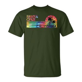 Santa Cruz California Tie Dye Vintage Inspired Striped T-Shirt - Monsterry