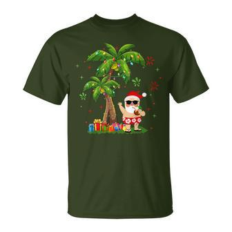 Santa Hawaiian Christmas Palm Tree Lights T-Shirt - Monsterry CA