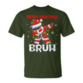 Santa Merry Christmas Bruh Afro African American Xmas Retro T-Shirt - Seseable