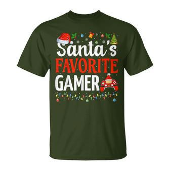 Santa's Favorite Gamer Christmas Gaming Xmas Gamer T-Shirt - Seseable