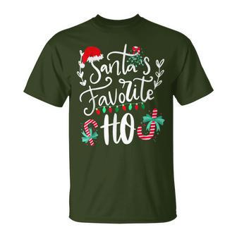 Santas Favorite Ho Christmas Santa Hat Xmas Pajamas T-Shirt | Mazezy