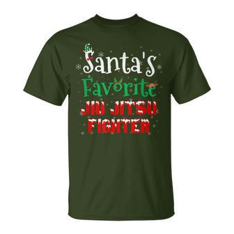 Santa's Favorite Jiu Jitsu Fighter Christmas Costumes Elf T-Shirt - Monsterry DE