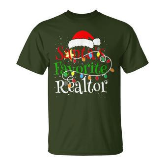 Santa's Favorite Realtor Christmas Santa Hat Lights T-Shirt - Monsterry UK