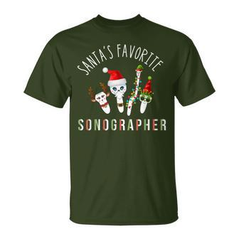 Santas Favorite Sonographer Radiology Christmas Sonography T-Shirt - Seseable