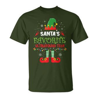 Santa's Favorite Ultrasound Tech Elf Christmas Light T-Shirt - Monsterry UK