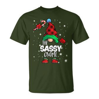 Sassy Gnome Red Buffalo Plaid Matching Family Christmas T-Shirt - Monsterry AU