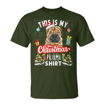 Shar Pei Christmas This Is My Christmas Pajama Shar Pei Dog T-Shirt - Monsterry