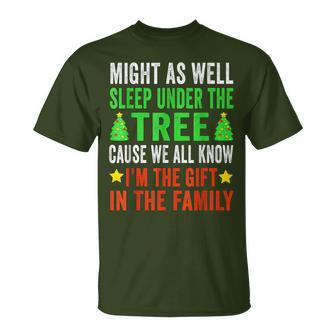 Might As Well Sleep Under The Tree Christmas Family T-Shirt | Mazezy