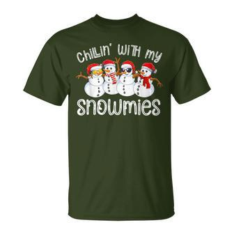Snowman Christmas Chillin With My Snowmies Ugly T-Shirt - Seseable