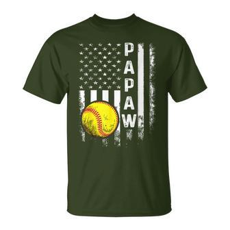 Softball Papaw American Flag Vintage Christmas Xmas T-Shirt - Monsterry